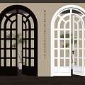 French American Style Door Glass Door Swing Door Wooden Door Double Door Interior Door 3d model