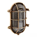 Elegant Brass Cage Wall Light With Ribbed Glass And Metal Frame