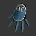 Blue Claw Shaped 3D Model With White Decorative Accents And Multiple Sharp Claws