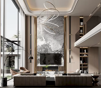Modern Duplex Living Room 3d model