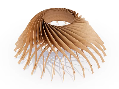 Wooden Pergola With Spiral Design Radiating Slats And Modern Artistic Style 3d model