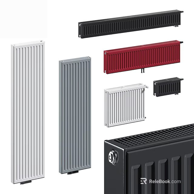 Different Colored Modern Radiators in Various Styles for Home Heating Systems 3d model 