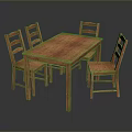 Simple Wooden Dining Table Set With Four Matching Chairs And Natural Finish