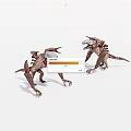 Two Brown Fantasy Creature Models With White Heads Sharp Claws And Dynamic Poses 3d model