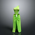 Man Wearing Green Dress with Structured Tailoring and Floral Decorations