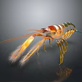 Realistic 3D Rendered Orange White Striped Shrimp Decorative Figurine With Long Antennae For Home Living