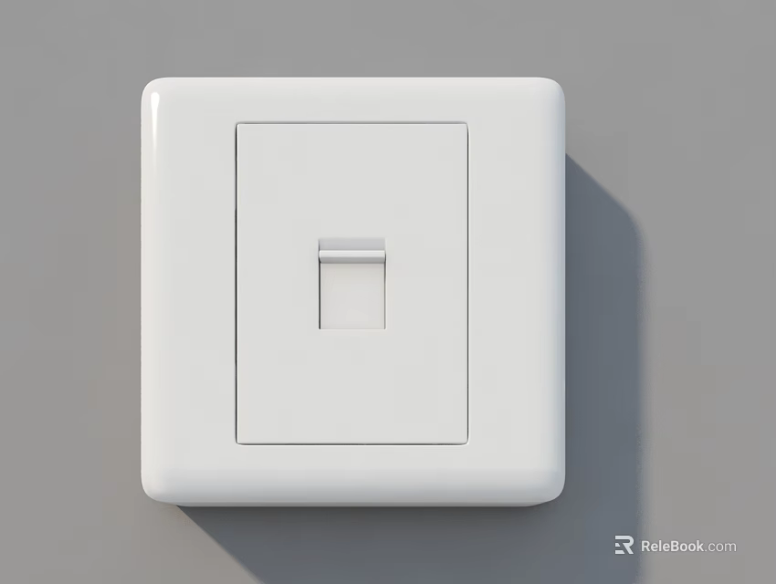 White Single Port Switch Panel With Modern Design Wall Mounted For Home Use 3d model 