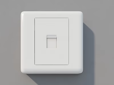 White Single Port Switch Panel With Modern Design Wall Mounted For Home Use 3d model
