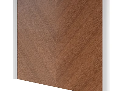 Elegant Wooden Bedroom Accent Wall With Herringbone Pattern And White Trim 3d model