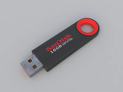 SanDisk 16GB USB Flash Drive for Mobile Digital Data Storage and Transfer 3d model