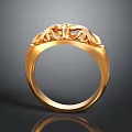 Gold Fashion Ring With Intricate Decorative Design On Top Surface Detail