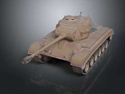 Detailed Military Tank Model With Khaki Color Cannon Armored Tracks And Military Style 3d model