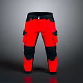Red Work Pants With Black Accents And Multiple Pockets For Daily Use 3d model