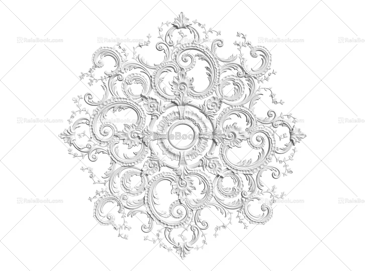 European-style lamp panel gypsum component carved 3d model
