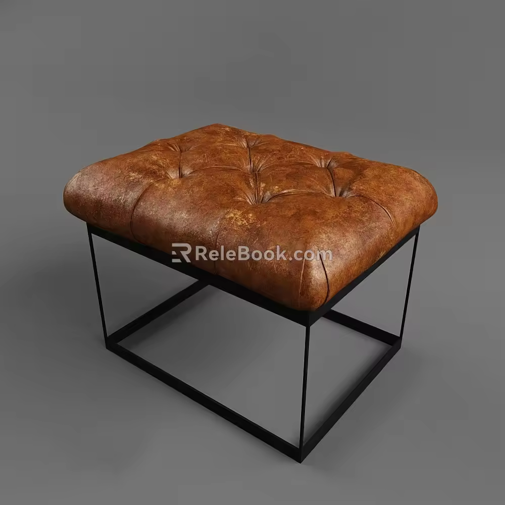 Leather Low Stool Shoe Changing Stool Sofa Stool 3d model