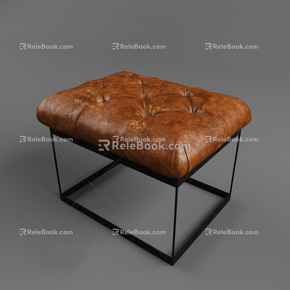 Leather Low Stool Shoe Changing Stool Sofa Stool 3d model