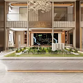 Luxury New Chinese Style Sales Office With Marble Decor And Real Estate Sand Table