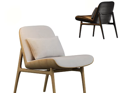 Modern Accent Chairs With Light Gray And Black Upholstery Wooden Frame And Decorative Pillows 3d model