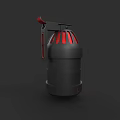 Tactical Black Red Hand Grenade with Detailed Design and Safety Lever