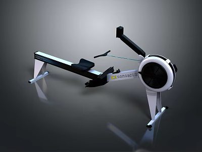 Modern Rowing Machine With Fan Resistance Black White Design And Sturdy Frame 3d model