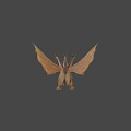 Game Movie Character Three Headed Dragon With Large Wings Scales And Yellow Background