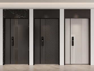 Modern security door Single door entry door 3d model