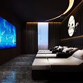 Serene SPA Sauna Interior with White Lounge Chairs Wooden Walls and Circular Moon Decor