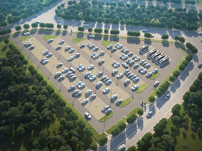 Modern Parking Outdoor Ecological Parking 3d model