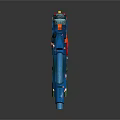 Colorful Children's Toy Gun with Blue Body Cloud Patterns Red Yellow Accents and Vibrant Design