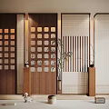 Stylish Wooden Room Dividers With Lattice Panels Striped Designs And Natural Plants For Interior Decor