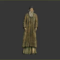 Traditional Handcrafted Ancient Human Figure Sculpture With Long Robe Hat And Beard