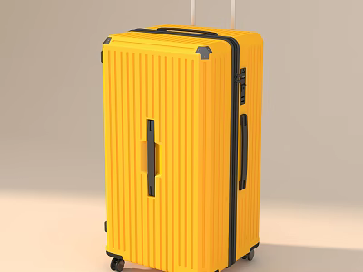 Yellow Hard Shell Suitcase With Striped Design Retractable Handle And Rolling Wheels 3d model