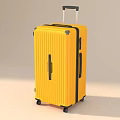 Yellow Hard Shell Suitcase With Striped Design Retractable Handle And Rolling Wheels 3d model