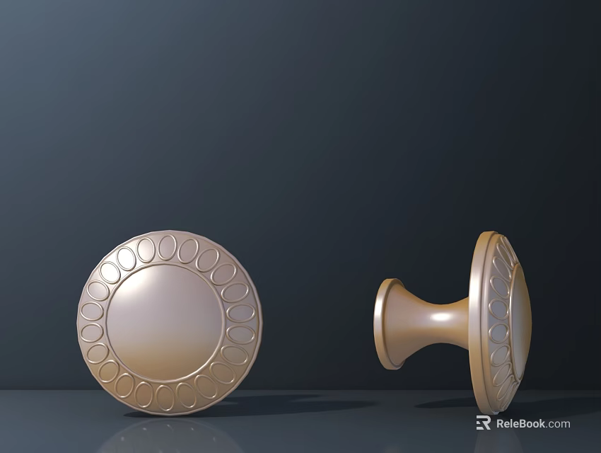 Golden Cabinet Knobs With Ornate Circular Patterns For Modern Furniture Decoration 3d model 
