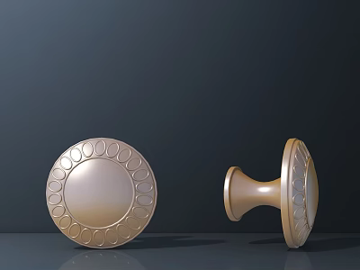 Golden Cabinet Knobs With Ornate Circular Patterns For Modern Furniture Decoration 3d model