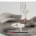Quiet Sofa Tea Table Combination Sofa Coffee Table 3d model