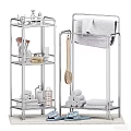 Stainless Steel Bathroom Accessories Racks With Towels Toiletries And Brush
