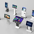 Public Facility Interactive Touchscreen Kiosks with Various Stands and Digital Interfaces 3d model