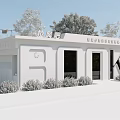 Green And White Garbage House With BOK Sign Plants Trees And Sidewalk