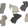 Various Styles of Bed Runner with Neutral Tones Plaid and Striped Patterns Soft Knitted Fabric