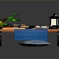 Traditional Japanese Sushi Table Setting with Fresh Ingredients Chopsticks and Lantern