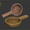 Two Wooden Kitchen Spoons With Handles And Natural Wood Grain Design