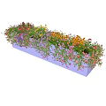 Long Black Garden Planters Filled With Colorful Mixed Flowers For Outdoor Decor