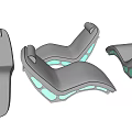 Light Gray Leather Lounge Chair With Green LED Lights And Curved Stitched Design