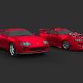 Two Red Sports Cars With Sleek Design And Exposed Engine Components