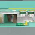 Green Building Exterior of Kids Painting Studio With Balloons and Football Decoration