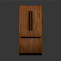 Brown Wooden Double Door Wardrobe With Black Handles And Modern Design Style