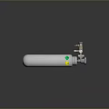 White Household Gas Cylinder With Yellow Label And Silver Valve