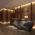 New Chinese Front Desk Aisle Reception Table Lamp Chandelier-Quiet 3d model