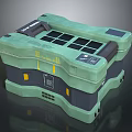 Green Industrial Equipment Case With Black Compartments Control Panel And Yellow Markings